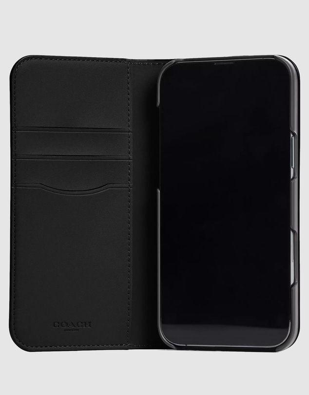 Coach - Coach Folio Case Signature Charcoal for iPhone 16