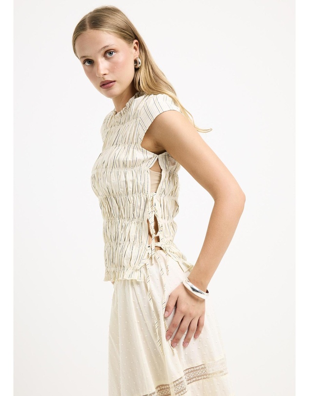 Subtitled - Belly Shirred Tie Top