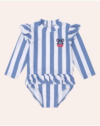 Huxbaby - Vintage Stripe Cherry Peplum Swimsuit - Babies-Kids