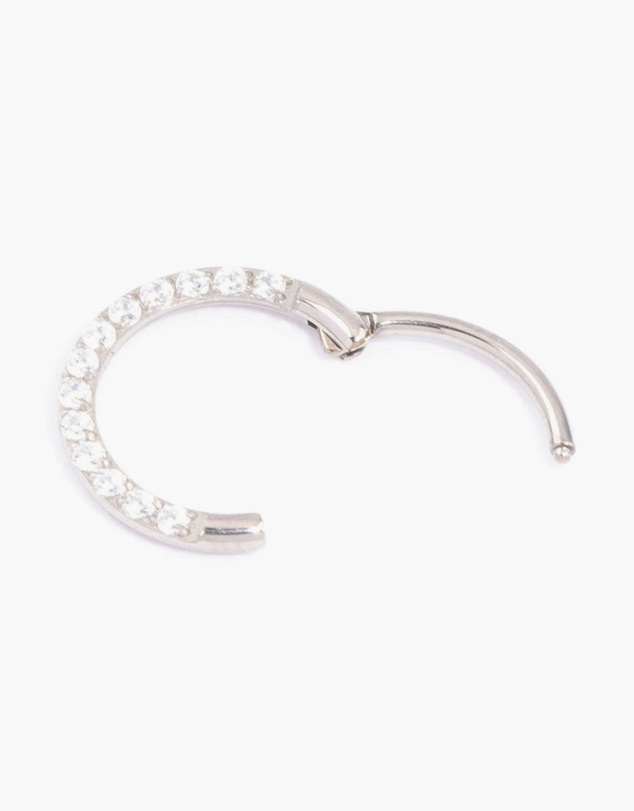 Lovisa - Titanium Cubic Zirconia Clicker Ring 8mm
