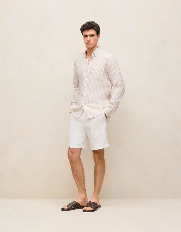 Trenery - Linen Patch Pocket Drawcord Short in White