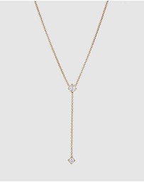 Elli Jewelry - Necklace Y with Zirconia 925 Sterling Silver Gold-plated