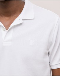 Trenery - Pique Monogram Short Sleeve Polo in White