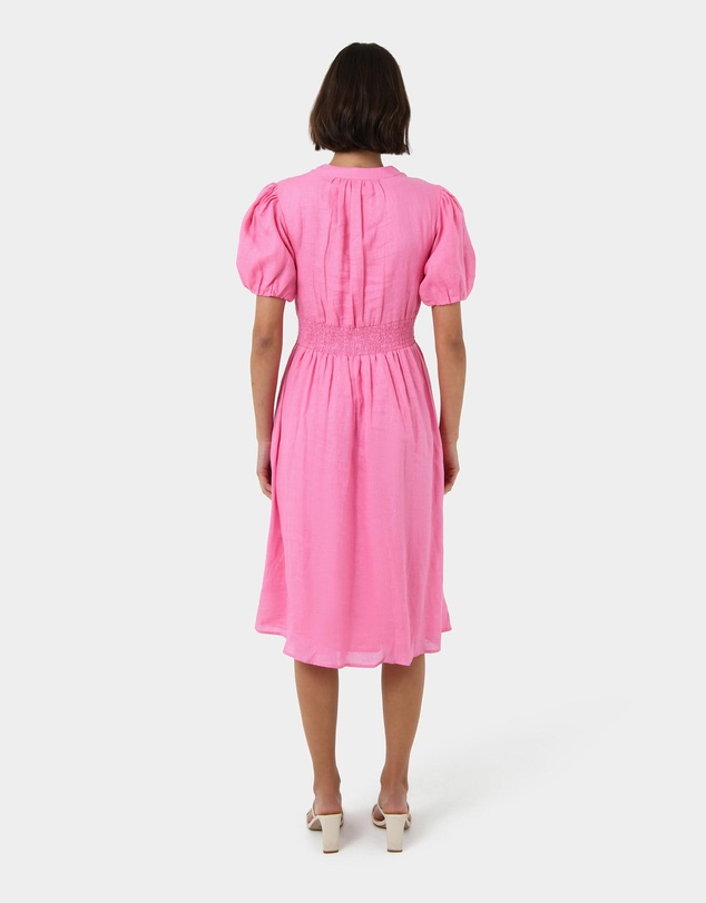 Forcast - Fernanda Linen Puff Sleeve Dress
