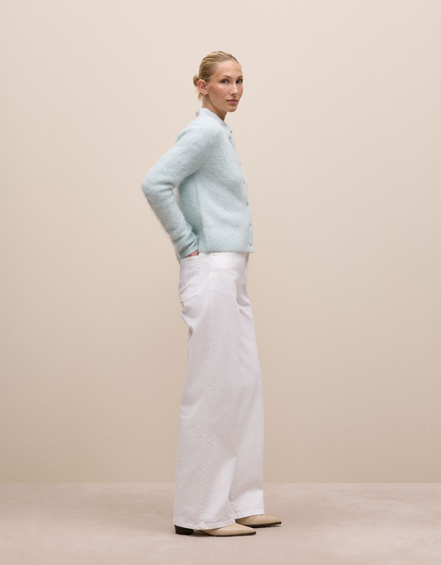 Trenery - Brushed Alpaca Button Through Cardigan in Faint Blue