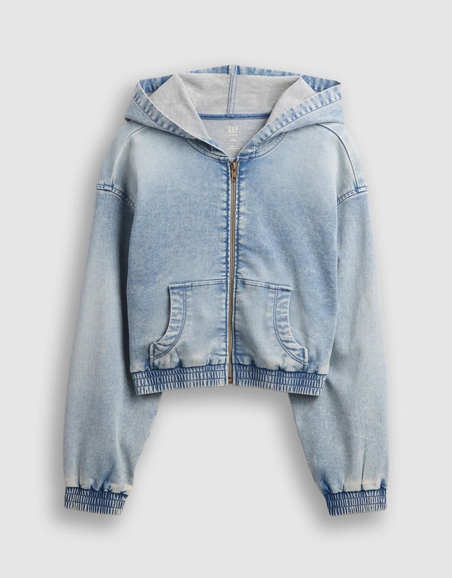GAP - Knit Denim Zip Hoodie - Kids-Teens