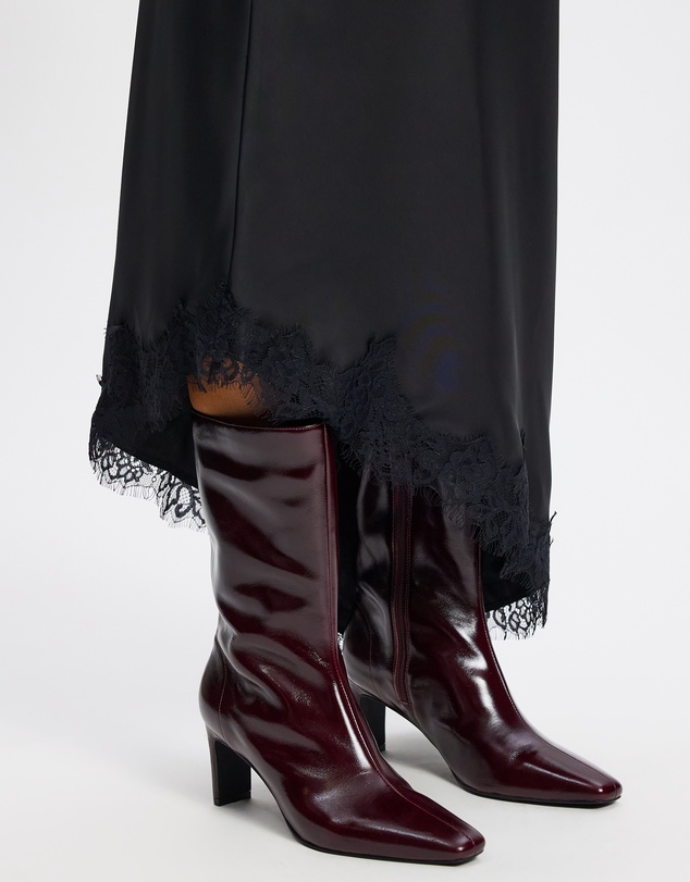 AERE - Anais Square Toe Heeled Leather Ankle Boots