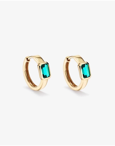 Michael Hill - Created Emerald Bezel Huggie Earrings in 10kt Yellow Gold