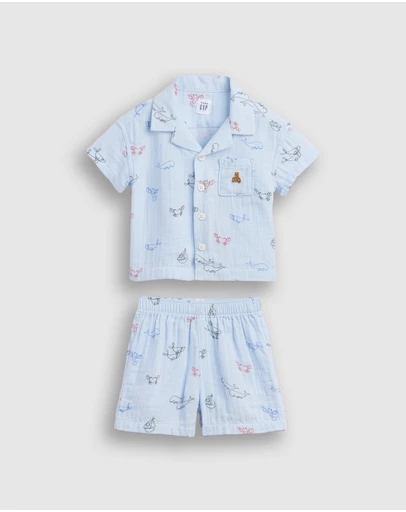 GAP - SS Button Down Shorts Set - Babies