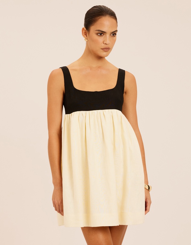 AERE - Delilah Gathered Linen Mini Dress