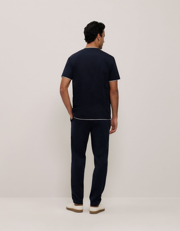 Trenery - Mercerised Cotton Layered T-shirt in Navy