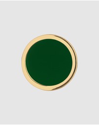 Kuzzoi - ICONIC EXCLUSIVE - Earrings Male Basic Circle Geo Enamel Green 925 Sterling Silver Gold Plated