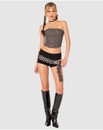 EDIKTED - Christa Washed Faux Leather Corset