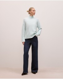 Trenery - Alpaca Merino Blend Relaxed Mock Neck in Faint Blue