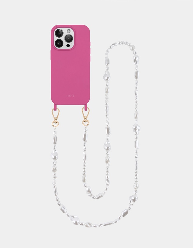 LOUVE COLLECTION - Hot Pink Case + Moon Pearl Chain