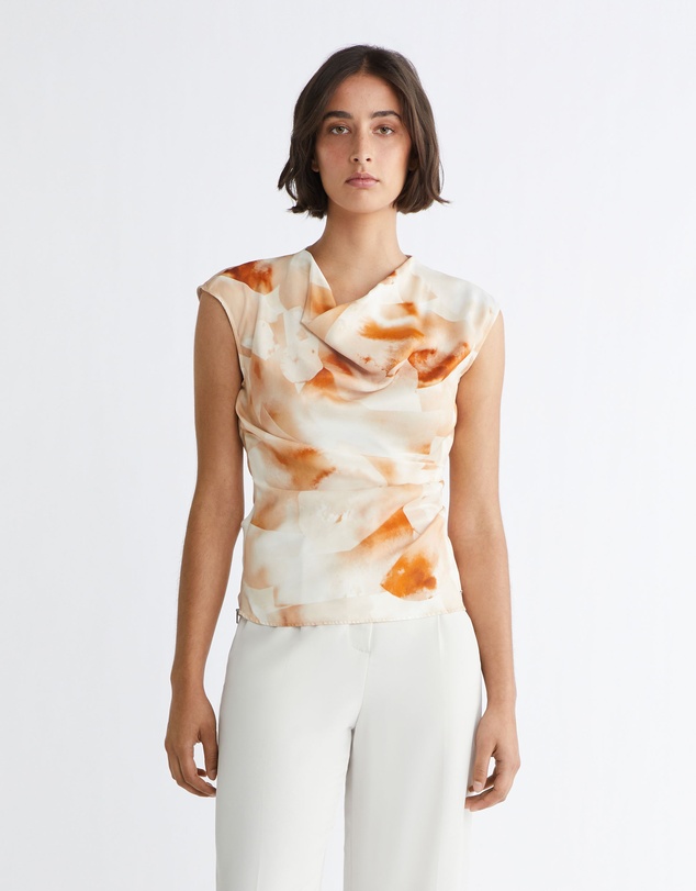 Calvin Klein - Watercolour Satin Gathered Top