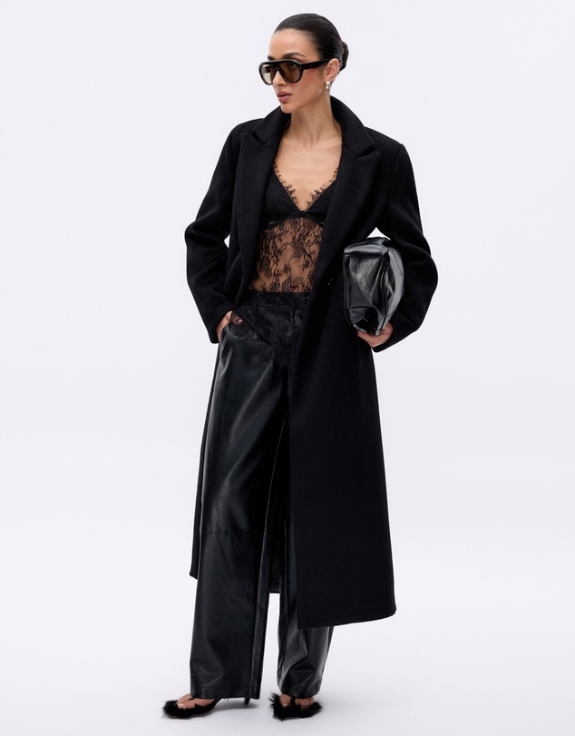Revibe - Repaired Minima Esenciales Maren Brushed Wool Long Coat - AU 8