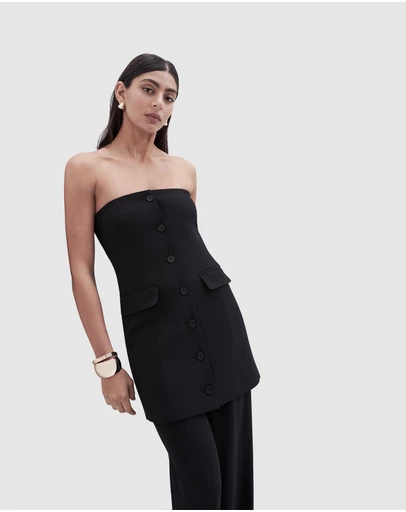 UNISON - Strapless Button Through Mini Dress