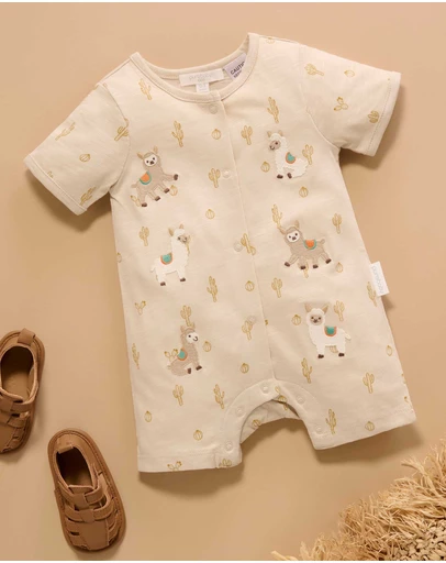 Purebaby - Llama Fiesta Short Growsuit -Kids-Babies