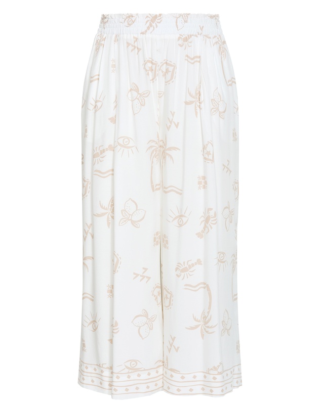 City Chic - Plus size Alessia Border Print Pant - ivory