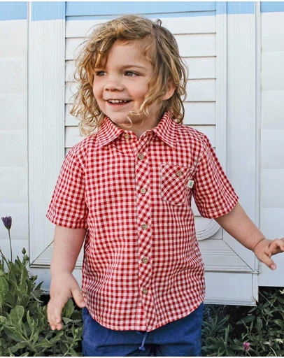 Purebaby - Christmas Linen Blend Shirt -Kids-Babies