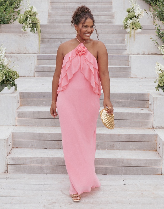 Petal & Pup - Zorina Halterneck Maxi Dress - Coral