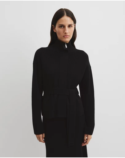 Country Road - Australian Cotton Blend Belted Knit Jacket