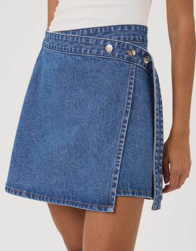 Atmos&Here - Olivia Denim Wrap Mini Skirt