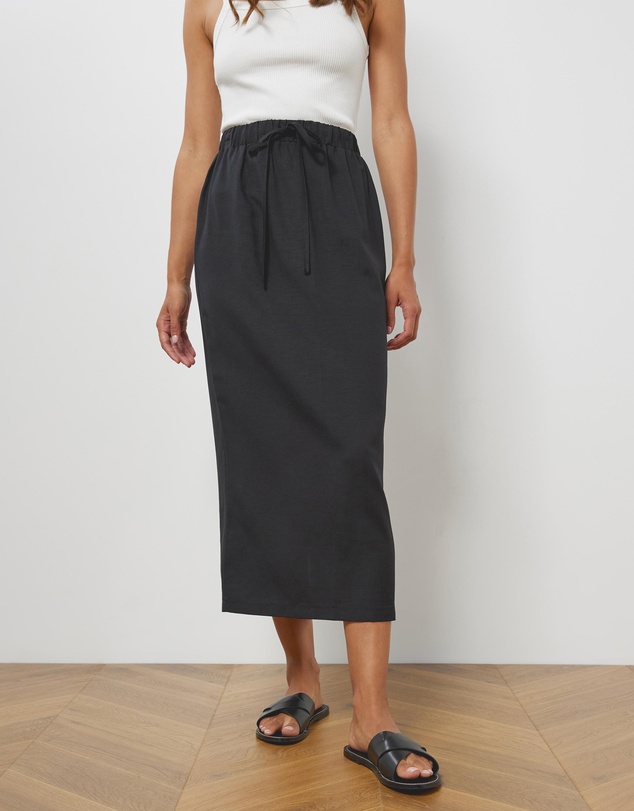 Atmos&Here - Tenley Linen Blend Midi Skirt
