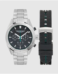 Aston Martin - BST Black Steel Bracelet and Black Silicone Strap Box Set