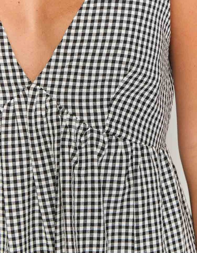 Beginning Boutique - Angel Girl Black Gingham Mini Dress