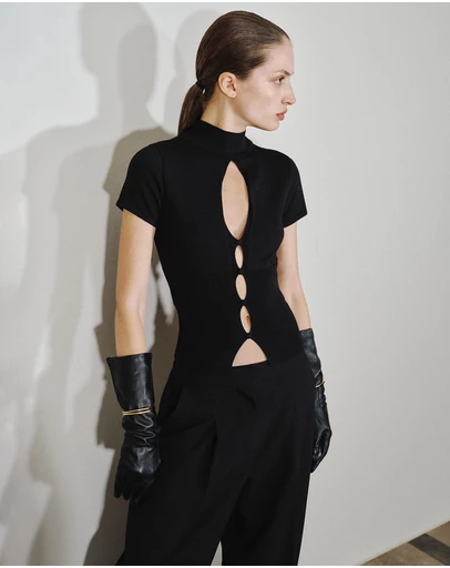 M.N.G - Perkins-Neck Sweater With Cut-Out