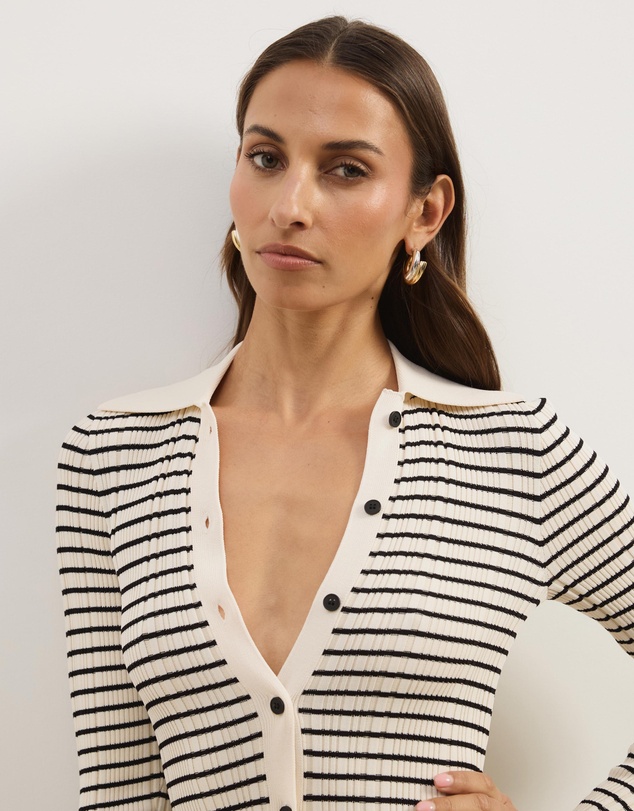 Atmos&Here - Jacie Long Sleeve Knit Stripe Dress