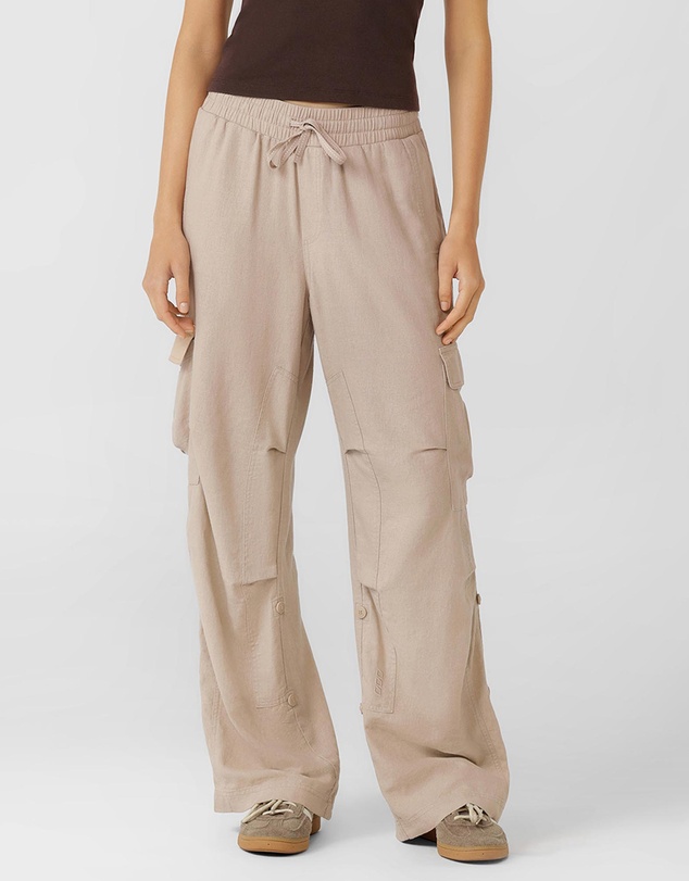Lorna Jane - Linen Flashdance Wide Leg Cargo Pants