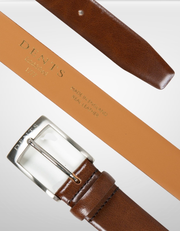 DENTS - Heritage Lined Gloss Full-Grain Leather Belt with Satin Nickel Buckle