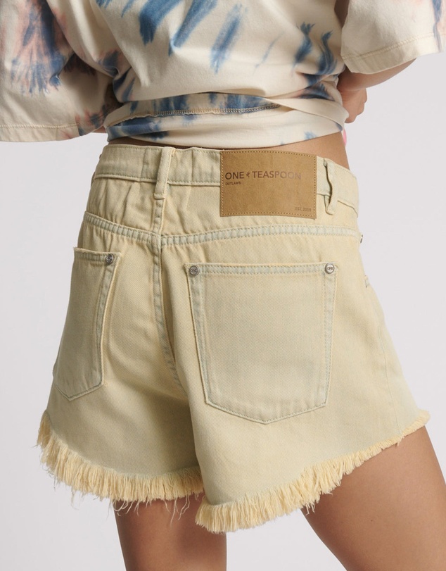 ONE TEASPOON - Outlaws Low Waist Mid Length Denim Shorts - Sunkissed Cream