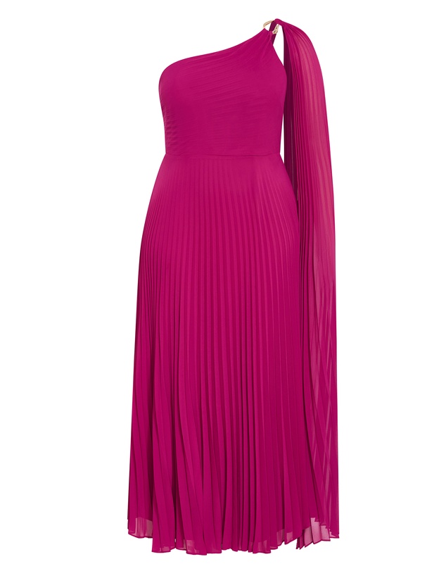 City Chic - Eloura One Shoulder Pleat Maxi Dress
