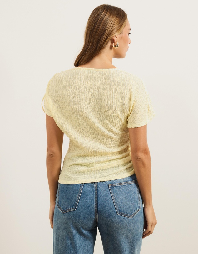 Atmos&Here - Imogen Textured Ruched One Shoulder Top