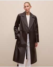 Trenery - Leather Trench Coat in Coffee Bean