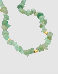 Elli Jewelry - Necklace Choker Timeless Trend with Aventurine Stones in 925 Sterling Silver Gold Plated