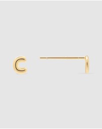 Wanderlust + Co - Alphabet Bubble Gold Stud Earrings - Letter C
