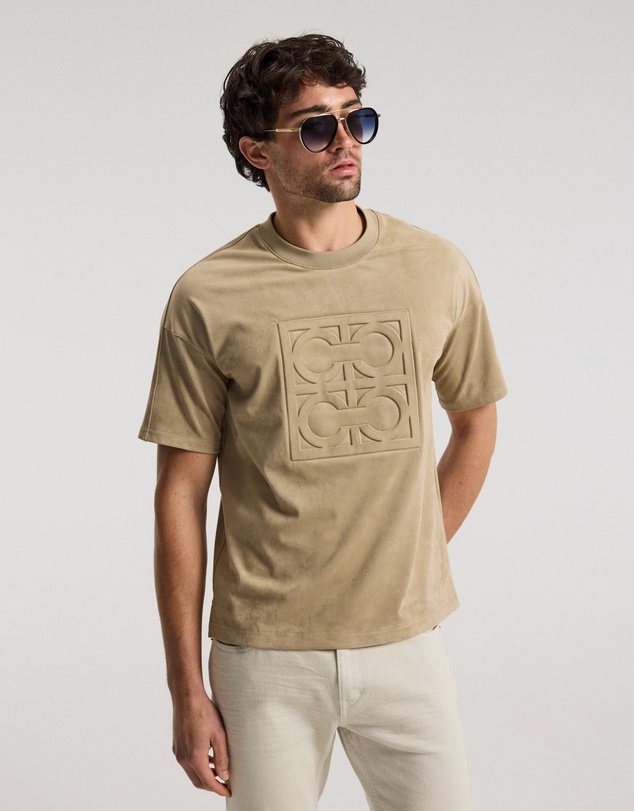 Calibre - Loose Fit Suede Look T-shirt Tan