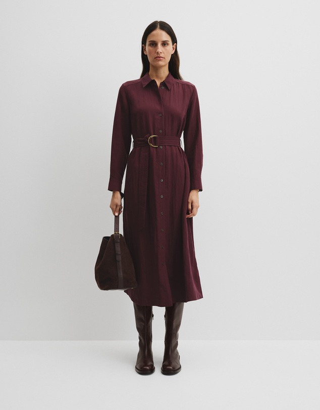 Country Road - Belted Midi Shirt Dress
