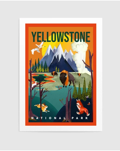 Olive et Oriel - Yellowstone National Park by The Whiskey Ginger Art Print