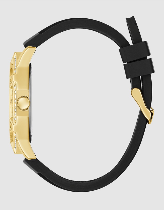 GUESS - Guess Regal Mens Black Gold Tone Multi-function Watch