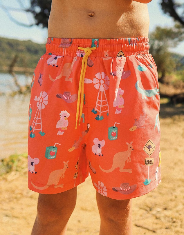 Skwosh - Outback Jack Boys Eco Swim Shorts in Rust