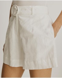 Atmos&Here - Zuri Belted Linen Blend Shorts