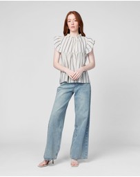 MVN - Printed Ruffle Sleeve Top