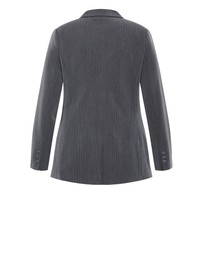 City Chic - Plus size Cora Blue Stripe Blazer - grey