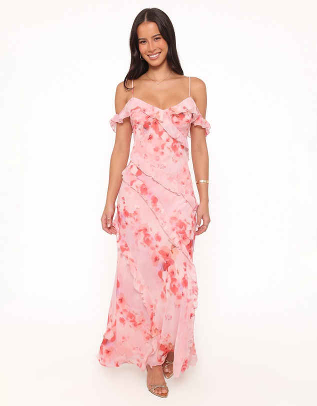 Petal & Pup - Alexia Off Shoulder Maxi Dress - Pink Floral